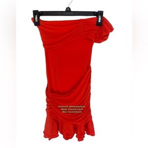 RARE COLOR: Oh Polly Arielle One Shoulder Mini Dress — Scarlet